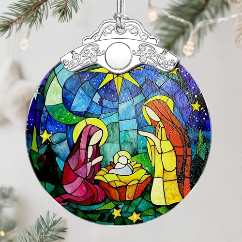 Christmas Ornament, Christmas Tree Decor, Christian Ornament, Nativity Scene, Religious Home Decor, Christian Gifts, Religious Gifts, Gift Exchange, Gift Idea - Pattern C - color: Nativity Pattern C