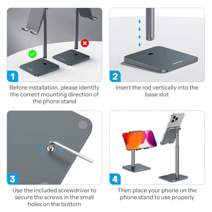 OMOTON CA02 Cell Phone Stand with Charging Hole for Desk Lightweight Gray - color: Gray