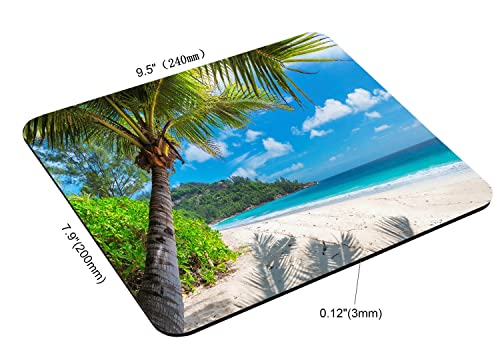 Sandy Beach with Palm and Turquoise sea Mouse Pad Non-Slip Rubber Base Gaming MousePads for Computers Laptop Office, Computer Mouse Pad for Wireless Mouse, 9.5"x7.9"x0.12" Inch(240mm x 200mm x 3mm) - color: TSP217