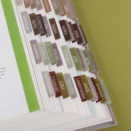 Laminated Bible Tabs, Reposition Large Print Stickers, Easy to Read and Apply Bible Tabs for Women and Man (Earth Tone) - color: Earth Tone