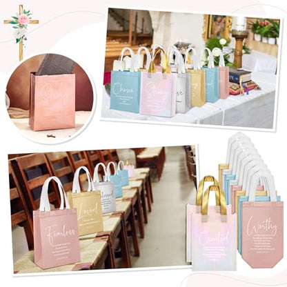 Aliceset 40 Pcs Christian Gift Bags with Bible Verse, Black, Colorful - color: Colorful