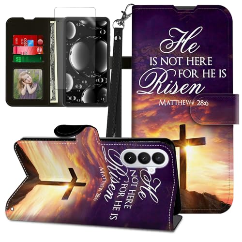 for Samsung Galaxy S26 Plus Case with Screen Protector & Kickstand & Card Holder & Wrist Strap Flip Folio Leather Slim Wallet Magnetic Rugged Heavy Duty Protective,Jesus Bible Cross - color: Jesus Bible Cross, size: for Samsung Galaxy S26 Plus
