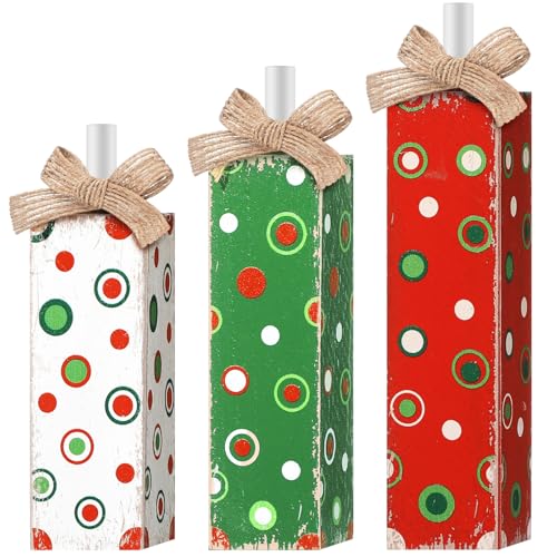 Cinnvoice 3 Pcs Christmas Table Decorations for Home, Polka Dot - style: Red Green Style