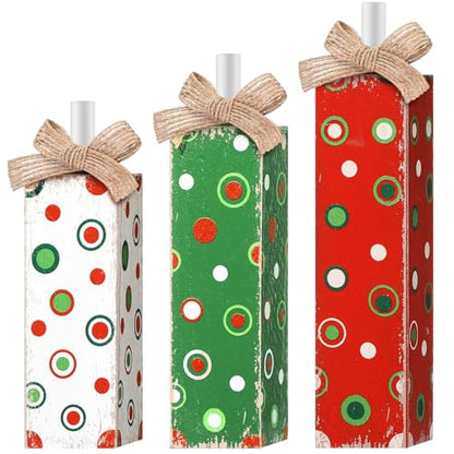 Cinnvoice 3 Pcs Christmas Table Decorations for Home, Polka Dot - style: Red Green Style