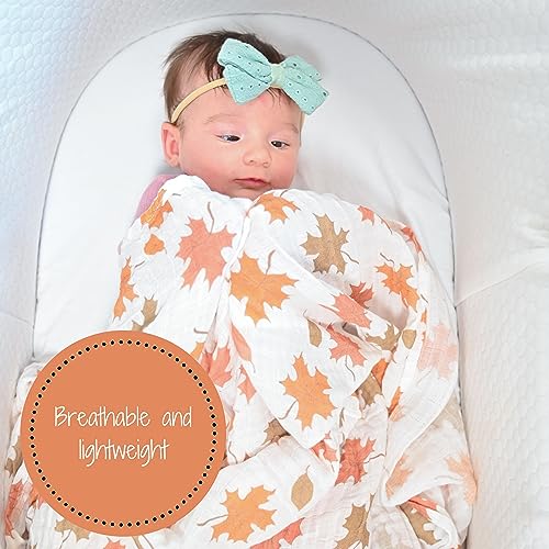 LollyBanks Muslin Swaddle Blanket, 47 x 47 in, Newborn Receiving Blanket - color: Unbe-leaf-able