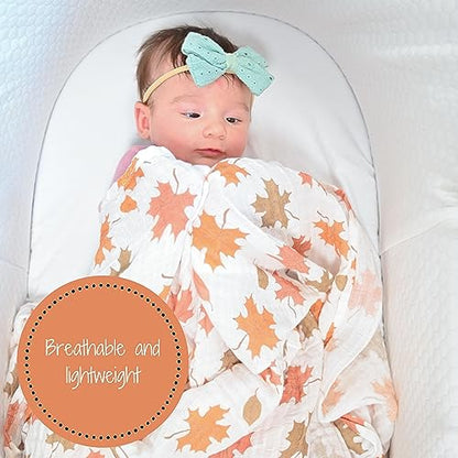 LollyBanks Muslin Swaddle Blanket, 47 x 47 in, Newborn Receiving Blanket - color: Unbe-leaf-able