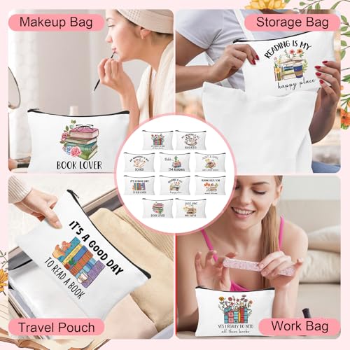 30Pcs Book Lovers Makeup Bag Book Club Gifts for Women Cosmetic Bags with Zipper Large Capacity Travel Toiletry Bag for Bookish Librarian Reader Gifts - style: Book
