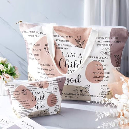 Abbylike 2 Pcs Christian Canvas Tote Set
