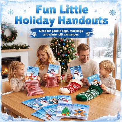Kosiz 24 Pack Winter Coloring Paint with Water Books, Mini with Brushes - style: Winter Coloring