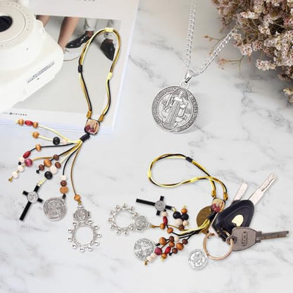 10 Pcs St Benedict Medals,Catholic Saint Benedict Medal for Jewelry Pendant Rosary Parts Making Supplies,Religious Metal Charm Medalla De San Benito - color: 10 Pcs St Benedict