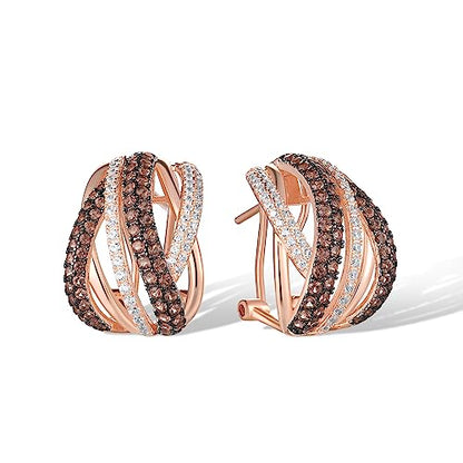 Santuzza 925 Sterling Silver Twisted Omega Back Earrings for Women - color: Irregular