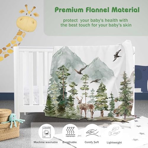 Personalized Woodland Baby Blanket with Name Custom Name Blanket for Boy Newborn Expect Mom Customized Gifts for Baby Shower Birthday Christmas - color: Style15