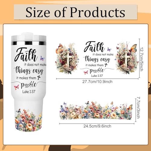 Rngmsi 3 Set Bible Faith UV DTF Cup Wrap for 40 oz Tumbler, Waterproof - style: Faith