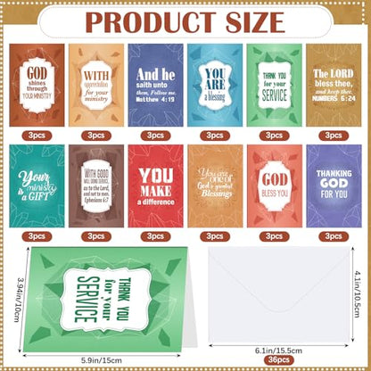 Gersoniel 36 Sets Pastor Appreciation Cards, with Envelopes, Solid Color - style: Solid Color