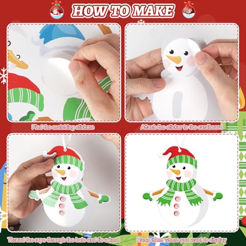 PAIVSUN 24Pcs Christmas Craft Kits, DIY Snowman Stickers Cutouts Ornaments Kit, Make Your Own Christmas Craft for Xmas Tree Decorations Winter Party Handcraft Supplies - style: Snowman