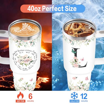 Christian Gifts for Women, Monogrammed L Tumbler 40Oz - style: Initial L cup