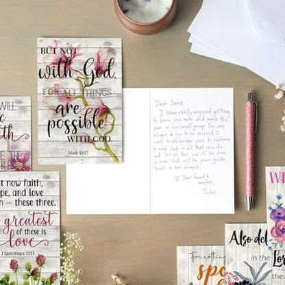 BEST PAPER GREETINGS Inspirational Cards with Envelopes - 180 Pack, 4 x 6 in, 6 Floral Designs - Christian Greeting Cards with Scripture Encouragement & Bible Verse Notes - size: 180-pack