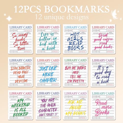 Holographic Magnetic Bookmark Gifts - 12 Pcs White Library Card Magnet Book Mark Glitter Reading Tracker Page Clips Marker Gift for Women Book Lovers Bookish School Office Supplies - color: White Library Card