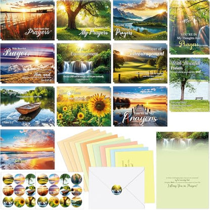 Motiskyy 24 Pack Praying for You Cards with Envelopes Christian Greeting Cards with Scripture Encouragement Religious Praying for You Christian Encouragement Gifts with Bible Verse for Women Men