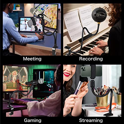 13-Inch Flexible Gooseneck Mic Stand with Phone Holder and Clamp - size: 13INCHS