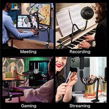 13-Inch Flexible Gooseneck Mic Stand with Phone Holder and Clamp - size: 13INCHS