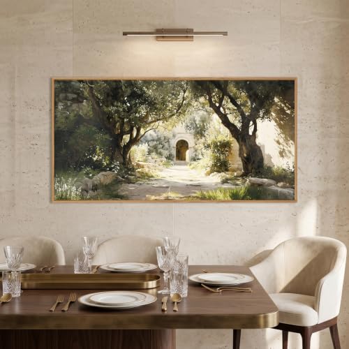 Garden of Gethsemane Landscape Framed Canvas Wall Art -20"x40" - color: Garden Landscape Wall Art, size: 20"L x 40"W
