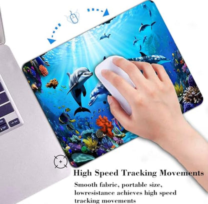 Dolphins Mouse Pad, Gorgeous Marine Organism Underwater Landscape Desk Mat - color: Custom Designs Art 053