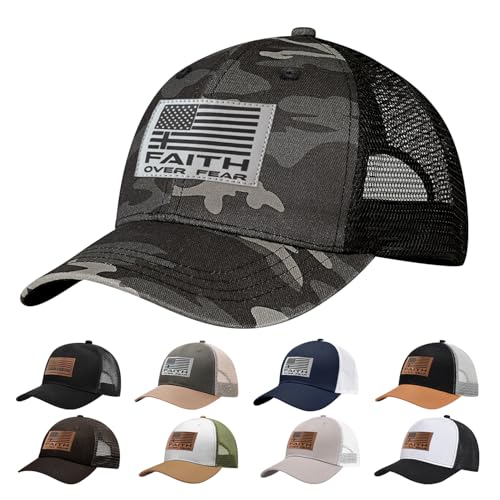 Christian Hats for Men Women, Faith Over Fear Hat - color: Camo