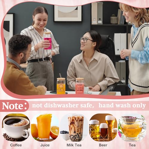 Funnymoom 12 Pcs Teacher Gift Set for Women Flower Theme 16 oz Inspirational Glass Cups with Lids and Straws Brushes Motivational Socks and Thank You Keychains End of Year Graduation Gift for Teacher - style: Flower