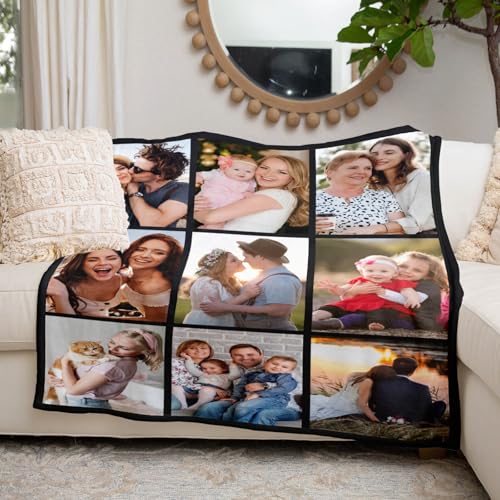 inkArts Custom Blanket with Photo, Personalized Blanket, Customized Photo Blankets, Customizable Picture Blankets, Anniversary Photo Gifts for Women Men Her Him Girlfriend Boyfriend Wife Husband - color: 9 Photos-2