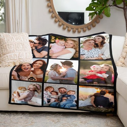 inkArts Custom Blanket with Photo, Personalized Blanket, Customized Photo Blankets, Customizable Picture Blankets, Anniversary Photo Gifts for Women Men Her Him Girlfriend Boyfriend Wife Husband - color: 9 Photos-2