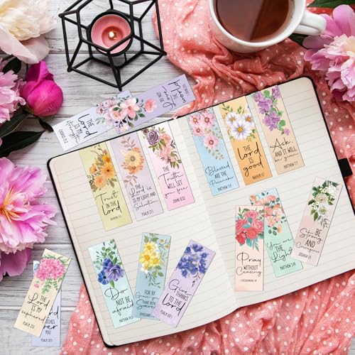 Bible Verse Bookmarks Gifts - 96 Pcs Inspirational Scripture Christian Bookmark Religious Motivational Flower Book Mark Page Clips Gift for Women Men Bible Study Church Readers Book Lovers - color: Bible Verse