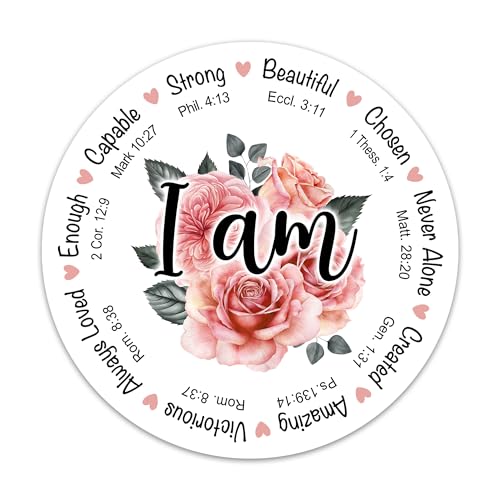 (3PCs) I Am Bible Verse Sticker, Christian Faith Scripture Stickers, Religious Quotes Inspirational Affirmation Vinyl Waterproof Stickers for Laptop Water Bottle Notebook Tumbler Journal (3 Inches)