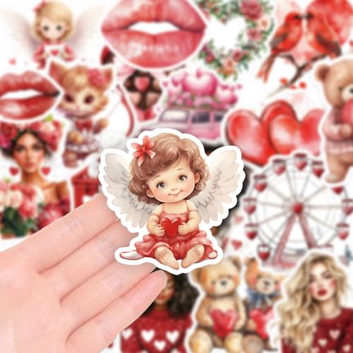 200 Pcs Valentines Day Heart Stickers for Journals Cards Gift Wrapping Scrapbooks DIY Crafts, Heart Stickers,Pink Red Love Theme Premium Craft Supplies - color: Romantic Hearts, style: Art Deco
