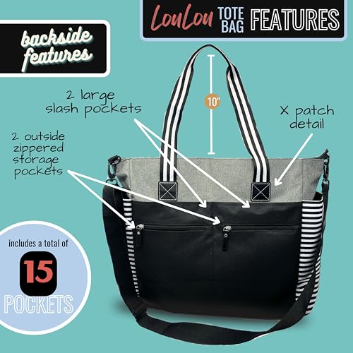 Brooke & Jess Designs Church Bags for Women - Bible Tote Bags for Women, Large Tote Bag for Womens with Zipper - color: Gray Loulou Love Like Jesus