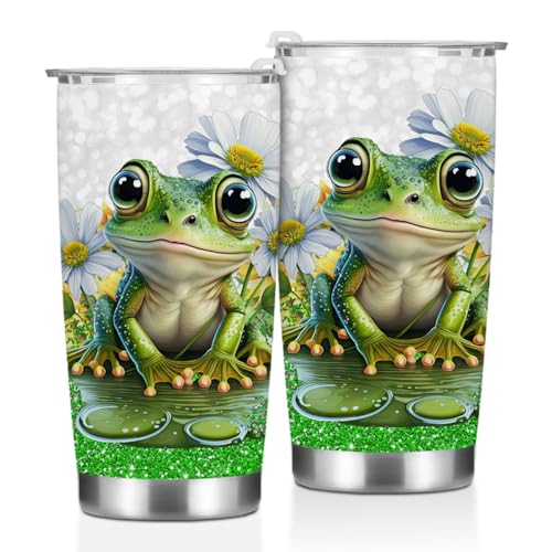 Inspirational Gifts for Women Tumbler, Positive Frog Gifts, Frog Stuff for Women Girls Sister Birthday Christmas, Coffee Mug Stainless Steel Vacuum Insulated Double Wall Travel Cup with Lid, 20oz - color: Frog 1152