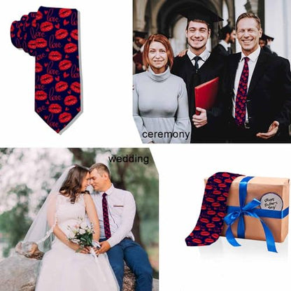 Men's Ties Novelty Tie Necktie for Men Teen Boys Multicolor Tie Party Holiday Thanksgiving Christmas - color: Sexy Red Lips