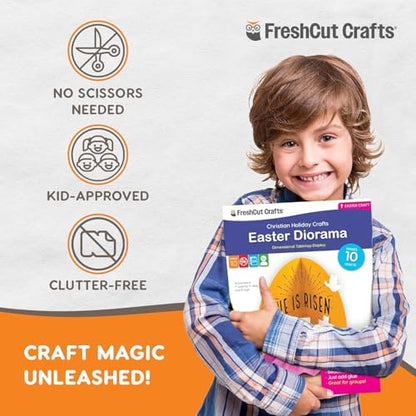 FreshCut Crafts Easter Diorama 3D Bible Craft Kit, 10 Pack