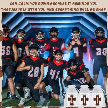 Hollowfly 12 Set Football A Pocket Blessing with Gift Cards and Organza Bags Cross Pockets Blessing Baseball Encouragement Gifts Christian Keepsake for Athletes Players Sports Lovers Team - style: Football