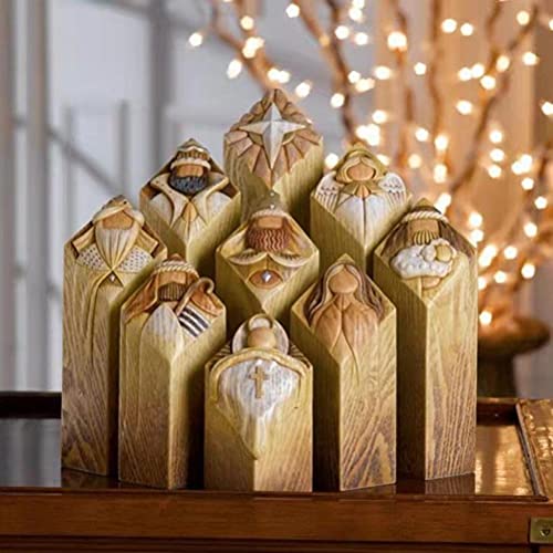 EMUKOEP Statue Heaven Nativity Tree Pillar Statue Craft Statues Desktop Ornament Home Office Restaurant Decoration