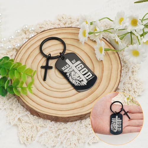 Keychain for Men Boys, Dog Tag Style Key Chain, Black Key Rings Birthday Christmas Veteran Day Gifts - style: Christian