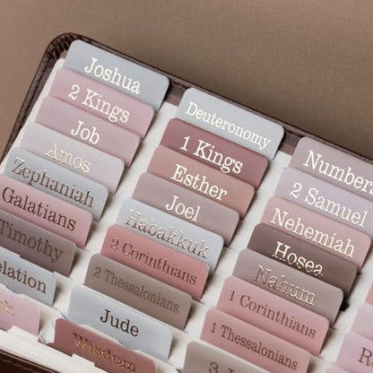 UPAFEXXI-Laminated Bible Tabs with Book Summaries - color: Summaries Earth Tone