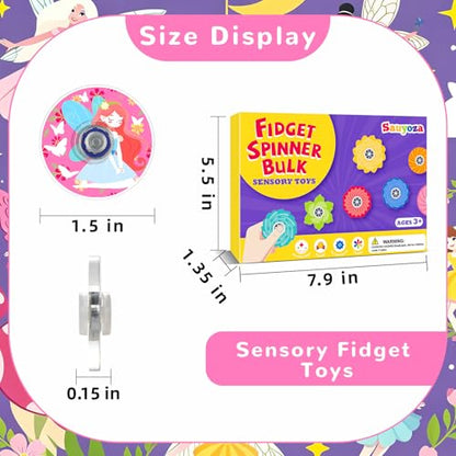 52 Pack Fairy Fidget Spinners Bulk Party Favors Classroom Prizes - color: Tl-sa-3-fairy