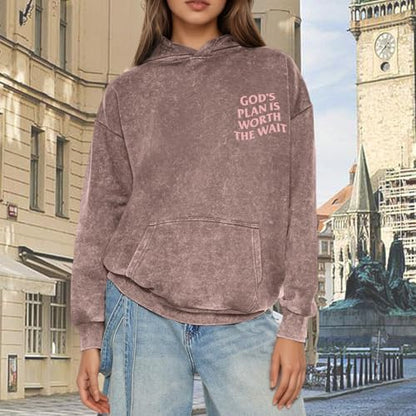 Christian Graphic Hoodies for Women God Bible Verse Oversized Hoodie Religious Letter Print Acid Wash Sweatshirts - color: Brown, size: X-Large