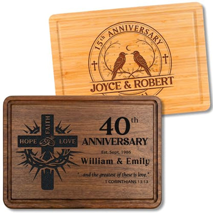 Personalized Religious Wedding Anniversary Cutting Board Christian Couples