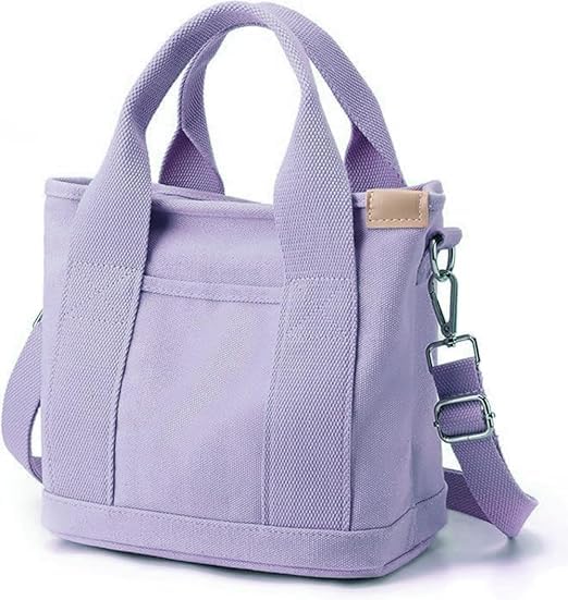 Canvas Tote Bag for Women,Small Totes Bags with Zipper Crossbody Purse with Pockets Large Shoulder Handbag,2 Sizes - color: Purple, size: Small