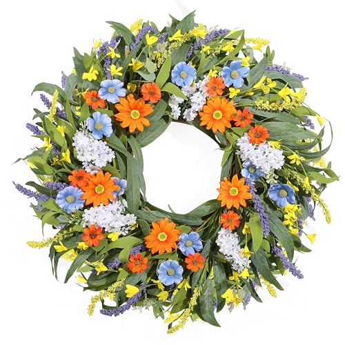 Summer Wreath for Front Door 24 Inch, Spring Floral Wreaths - color: Multicolor-2