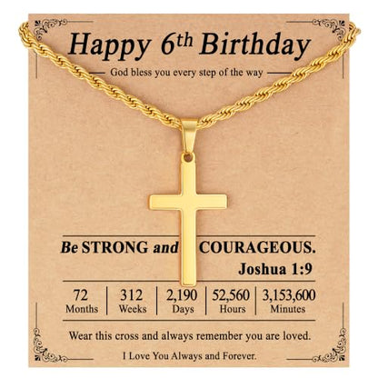 Birthday Gifts Cross Necklace for Boys 6-13 Years Old - color: Gold