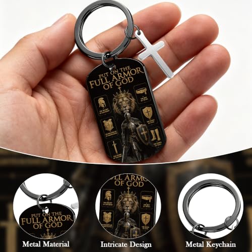 Keychain for Men Boys, Dog Tag Style Key Chain, Black Key Rings Birthday Christmas Veteran Day Gifts - style: Armor of God B