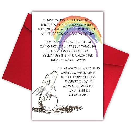 Sympathy Card for Loss of Pet Dog, Pet Loss Cards,Rainbow Bridge Condolence Card, Bereavement Card for Dog Owner, Doggy Bereavement Cards for Family Friends Husband Wife - color: Dog Loss